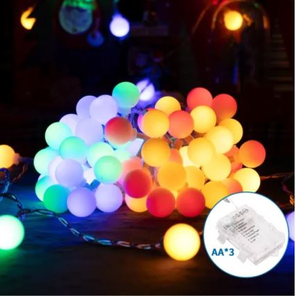 Aigostar - Cadena de luces navideñas LED para exterior 25xLED/3xAA/8 funciones 2,8 m IP44 multicolor