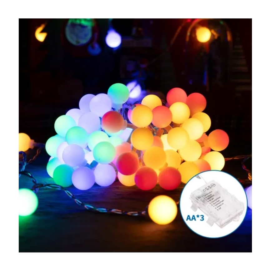 Aigostar - Cadena de luces navideñas LED para exterior 25xLED/3xAA/8 funciones 2,8 m IP44 multicolor