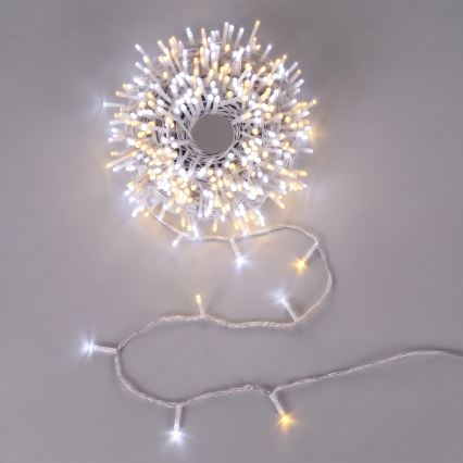 Aigostar - Guirnalda navideña LED para exterior 100xLED/8 funciones 3xAA 10,3m IP44 blanco cálido/blanco frío