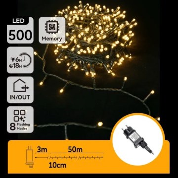 Aigostar - Cadena de luces navideñas LED para exteriores 500 LEDs/8 funciones 50 m IP44 blanco cálido