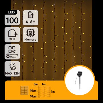 Aigostar - Cadena de luces navideñas solar LED 100xLED/8 funciones 4x1m IP65 blanco cálido 800 mAh