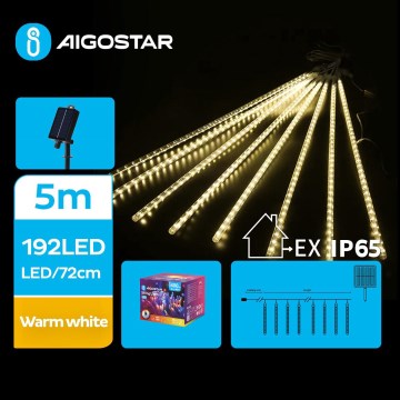 Aigostar - Cadena de luces navideñas solar LED 192xLED/8m IP65 1200 mAh blanco cálido