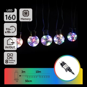Aigostar - Cadena decorativa LED para exteriores 160 LEDs 10 m IP44 multicolor