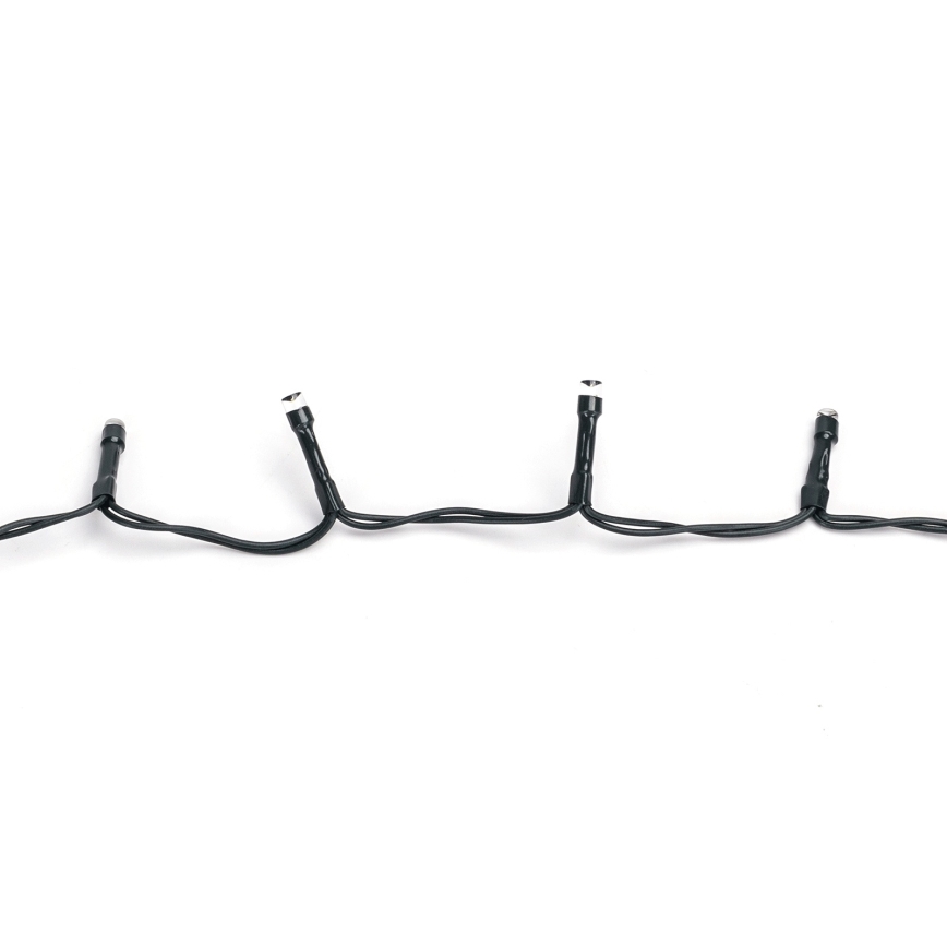 Aigostar - Cadena de luces LED para exterior, 100 LEDs, 8 funciones, 3 pilas AA, 5,3 m, IP44, blanco frío