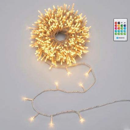Aigostar - Guirnalda navideña LED regulable para exterior con sensor de movimiento 100xLED/3xAA 12m blanco cálido + mando a distancia