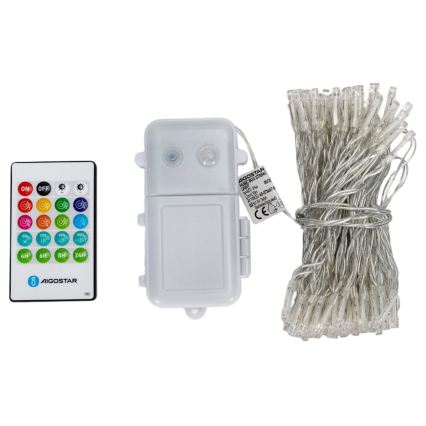 Aigostar - Guirnalda navideña LED regulable para exterior con sensor de movimiento 100xLED/3xAA 12m blanco cálido + mando a distancia