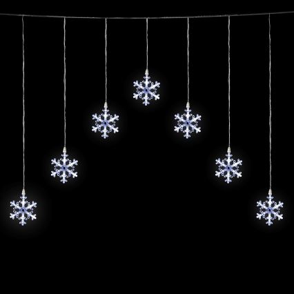 Aigostar - Guirnalda LED para exterior 84 LEDs/8 funciones 1,2 x 1 m IP44 blanco frío con copos de nieve