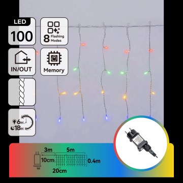 Aigostar - Cadena navideña LED para exterior 100xLED/8 funciones 8x0,4m IP44 multicolor