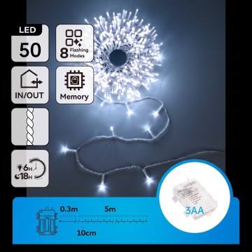 Aigostar - Cadena navideña LED para exterior 150xLED/8 funciones 3xAA 5,3m IP44 azul