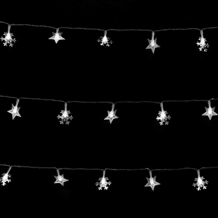 Aigostar - Guirnalda LED exterior 25 LEDs/8 funciones 3xAA 2,5 m IP44 blanco frío
