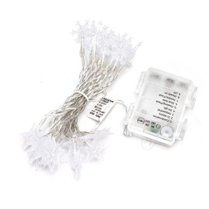 Aigostar - Guirnalda LED exterior 25 LEDs/8 funciones 3xAA 2,5 m IP44 blanco frío