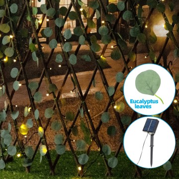 Aigostar - Cadena solar LED 148xLED/2x1,2m IP65 300 mAh blanco cálido eucalipto