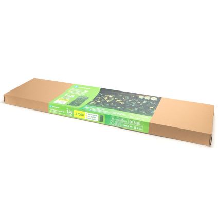 Aigostar - Cadena solar LED 148xLED/2x1,2m IP65 300 mAh blanco cálido eucalipto