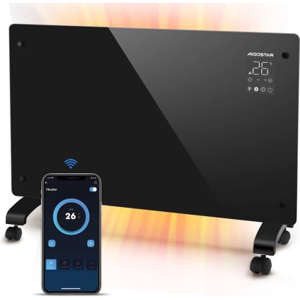 Aigostar - Calefactor/convector eléctrico inteligente con pantalla LCD ECO/1000/2000W Wi‑Fi