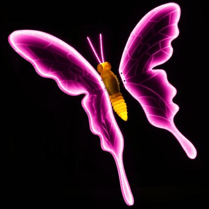 Aigostar - Decoración LED para exterior 558xLED 90 cm IP44 mariposa/rosa