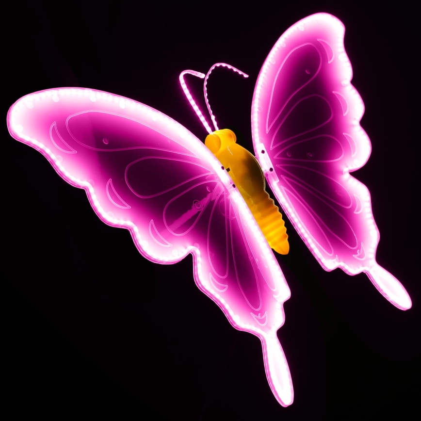 Aigostar - Decoración LED para exteriores 372 LEDs 60 cm IP44 mariposa/rosa