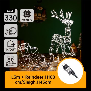 Aigostar - Decoración LED para exteriores LED/3,6W/31/230V 2700K 90/45cm IP44 reno con trineo
