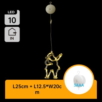 Aigostar - Decoración navideña LED 10xLED/3xAAA Papá Noel 20 cm