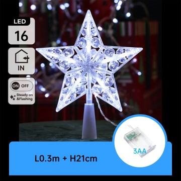 Aigostar - decoración navideña LED 16xLED/3xAA estrella en blanco frío