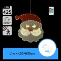 Aigostar - Decoración navideña LED 425 LEDs/3xAA IP44 + control remoto Santa 30 cm