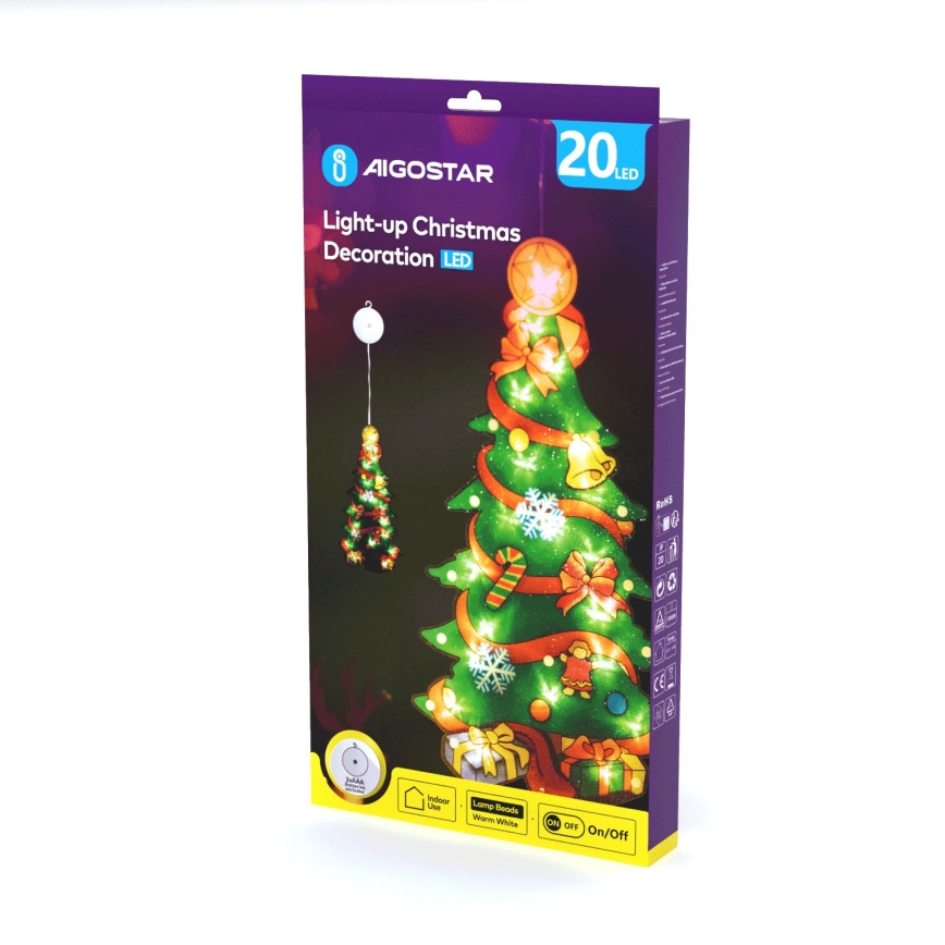 Aigostar - Decoración navideña LED LED/3xAAA árbol 45cm