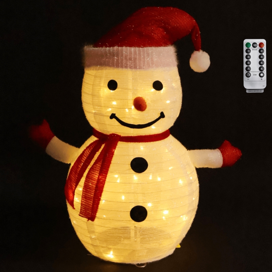 Aigostar - Decoración navideña LED para exterior 50xLED/3xAA 0,7m IP44 muñeco de nieve + mando a distancia