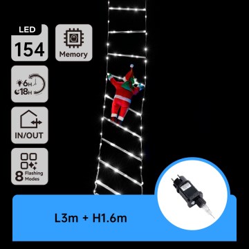 Aigostar - Decoración navideña LED para exteriores 154xLED/8 funciones 1,6m IP44 blanco frío