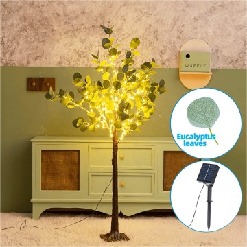 Aigostar - Decoración solar LED 210xLED/3,5m IP65 300 mAh blanco cálido eucalipto