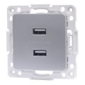 Aigostar - Enchufe de alimentación USB sin marco, 2x USB-A, plateado