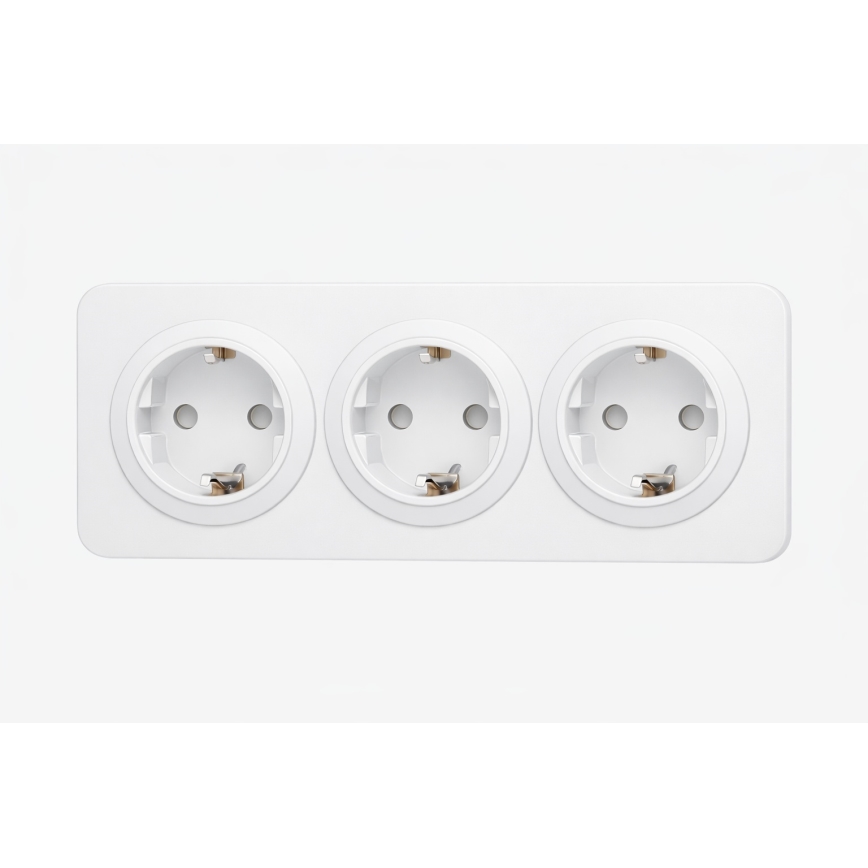 Aigostar - Enchufe de pared con marco 3Z SCHUKO 250V/16A blanco