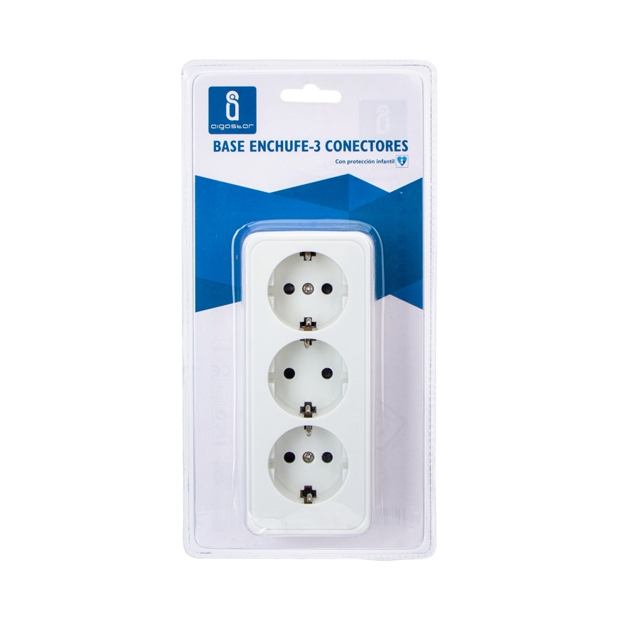 Aigostar - Enchufe doméstico triple SCHUKO 250 V/16 A