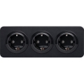 Aigostar - Enchufe empotrado triple SCHUKO con marco, 250 V/16 A, negro