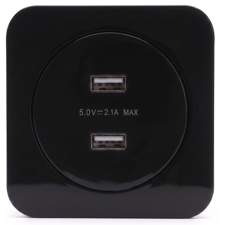Aigostar - Enchufe USB empotrable con marco 2x USB-A negro