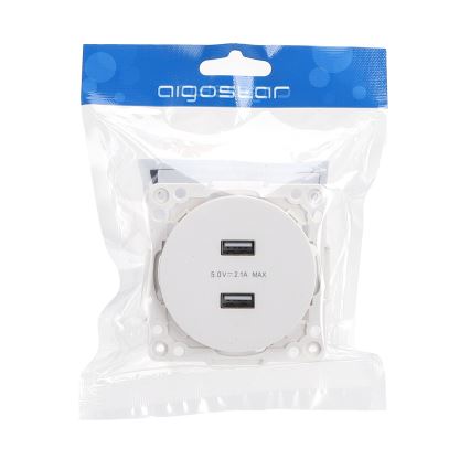 Aigostar - Enchufe USB empotrable sin marco 2x USB-A blanco