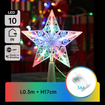 Aigostar - Estrella LED decorativa navideña RGBY, 10 LEDs, 3 pilas AA