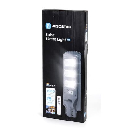 Aigostar - Farola solar LED con sensor con sensor de movimiento y crepuscular LED/150W/3,2V 15000mAh IP65 6500K + control remoto