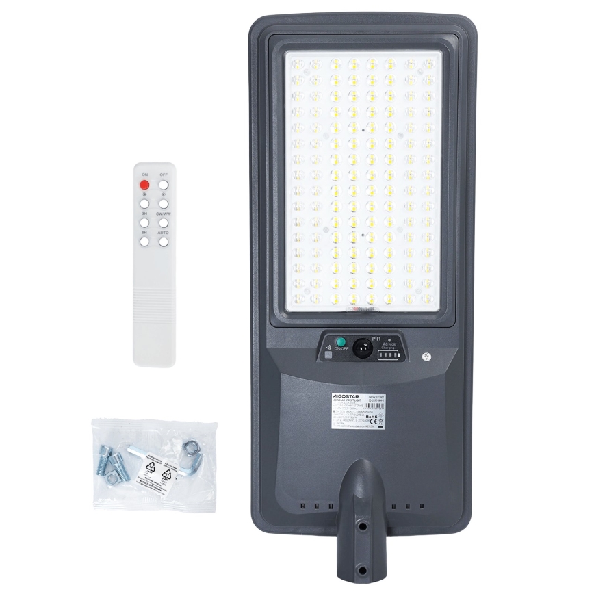 Aigostar - Farola solar LED para calle con sensor LED/300W/3,2V 3600mAh + control remoto