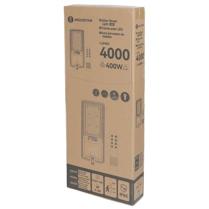 Aigostar - Farola solar LED para calle con sensor LED/300W/3,2V 3600mAh + control remoto