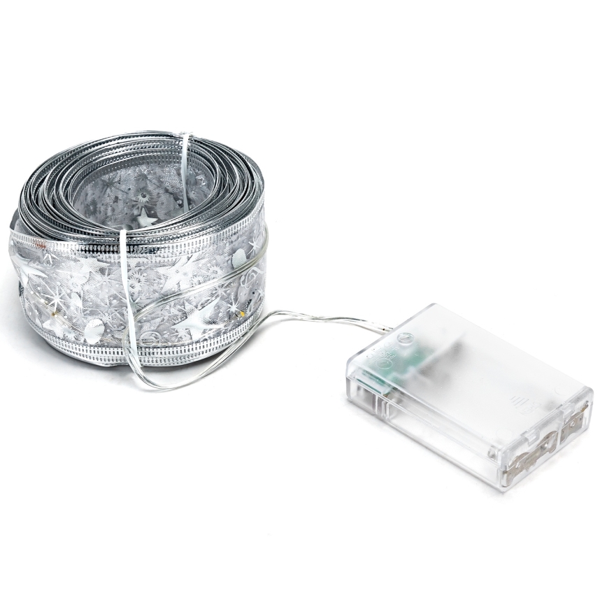 Aigostar - Guirnalda LED de Navidad 100xLED/3xAA 10 m, blanco cálido, plateada