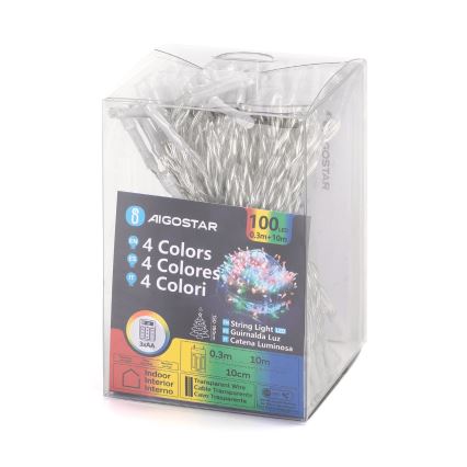 Aigostar - Guirnalda de Navidad LED 100xLED/3xAA 10,3m multicolor
