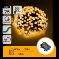 Aigostar - Guirnalda de Navidad LED para exterior, 25 LEDs, 8 modos, alimentada por 3 pilas AA, 2,8 m, IP44, blanco cálido