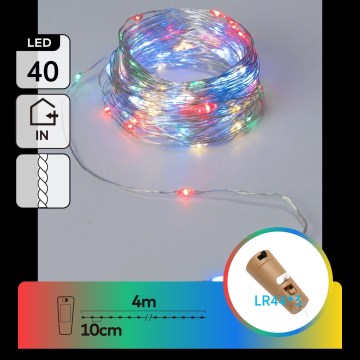 Aigostar - Guirnalda decorativa LED con tapón para botella 40xLED/3xLR44 4m multicolor