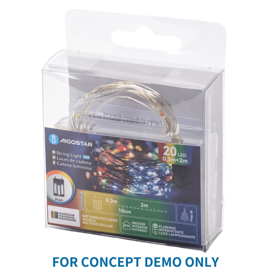 Aigostar - Guirnalda decorativa LED con tapón para botella 40xLED/3xLR44 4m multicolor