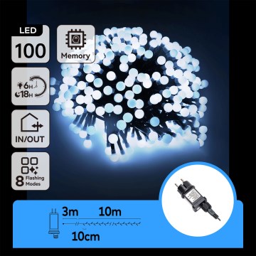 Aigostar - Guirnalda decorativa LED para exterior 100 LEDs/8 funciones 10 m IP44 blanco frío