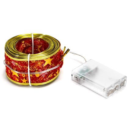 Aigostar - Guirnalda de luces LED, 20 LEDs, 3xAA, 2 m, blanco cálido/rojo