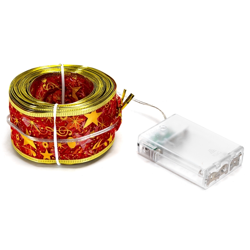 Aigostar - Guirnalda de luces LED, 20 LEDs, 3xAA, 2 m, blanco cálido/rojo