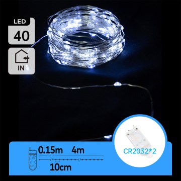 Aigostar - Guirnalda LED 40xLED/2x3V 4m blanco frío