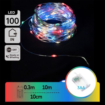 Aigostar - Guirnalda LED de Navidad 100xLED/3xAA 10,3m multicolor