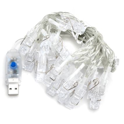 Aigostar - Guirnalda LED decorativa 20xLED/5W/USB 6 m blanco cálido
