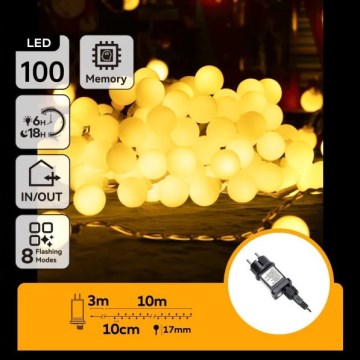Aigostar - Guirnalda LED decorativa para exterior 100xLED/8 funciones 10m IP44 blanco cálido